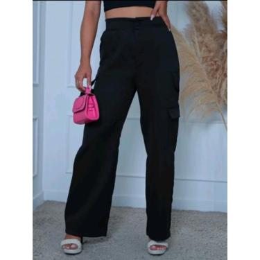 Imagem de calça cargo alfaiataria feminina - estacaomix, Preto, G