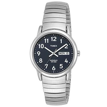 Imagem de Timex Relógio masculino Easy Reader, Aço inoxidável/prata/azul/35 mm, 35mm, Relógio de leitura fácil
