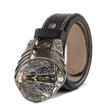 Imagem de Cinto Feminino Estilo Country  Fivela Grande Estampa de Nossa Senhora 