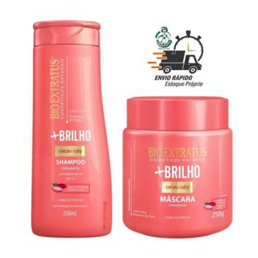 Imagem de Kit Shampoo e Máscara 250g +Brilho Bio Extratus Antifrizz