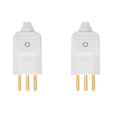 Imagem de Kit 2 plugue macho 10a 2p+t 180 250v margirius branco