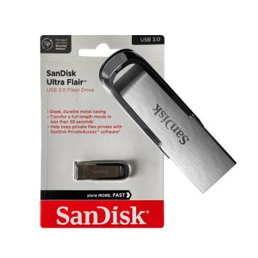 Imagem de Pendrive 64GB, Sandisk Ultra Flair Z73, USB 3.0, Prata - SDCZ73-064G-G