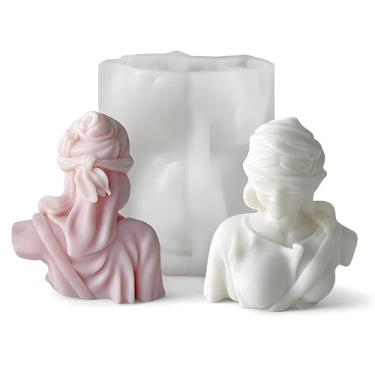 Imagem de Molde de vela da deusa da justiça, molde de silicone romano para fabricação de velas de cera de sabão para aromaterapia, resina epóxi artesanal, moldes de concreto de argila para estátuas