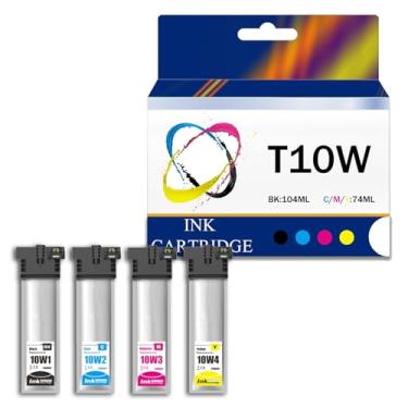Imagem de Cartuchos de tinta T10W de alta capacidade T10W100 T10W200 T10W300 T10W400 Conjunto de tinta de reposição para impressora EPSON WorkPorce Pro WF-C5390 WF-C5890, com chip, CMYBK-1 pacote