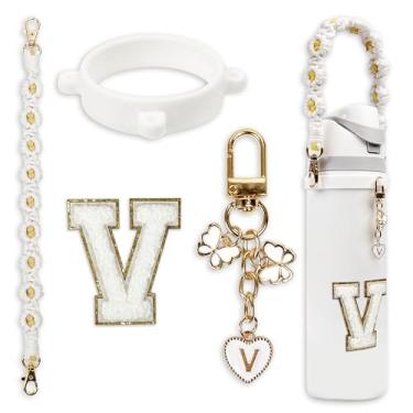 Imagem de Conjunto de pingentes de letras fofas compatível com garrafa de água Owala 680 g, 946 ml, 1,13 g, Owala Kids, copo de café Owala FreeSip – Inclui alça de alça, para acessórios Owala & Stanley Cup