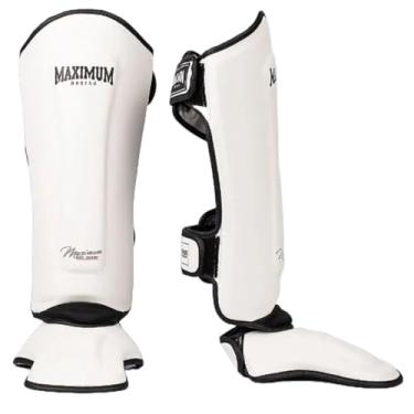 Imagem de Caneleira de Muay Thai Boxe Kickboxing Maximum Classic White (White/Black, GG)