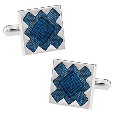 Imagem de Abotoaduras Starburst azul com caixa de apresentação Cuff-Daddy