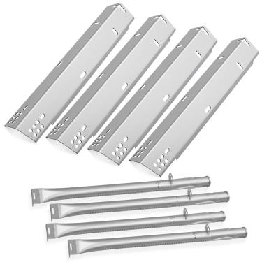 Imagem de Boloda Pacote com 4 peças de reposição para placa de calor e queimador de churrasqueira Dyna Glo DGH485CRP 4 queimadores, DGH474CRP 5 queimadores a gás, 4 peças de reposição para queimadores de grelha de aço inoxidável