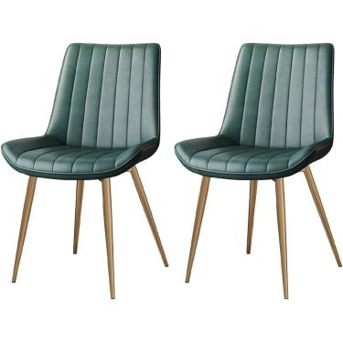 Imagem de Conjunto de 2 cadeiras de jantar de cozinha, cadeiras laterais de couro para sala de estar, cadeiras modernas para sala de jantar (D), F