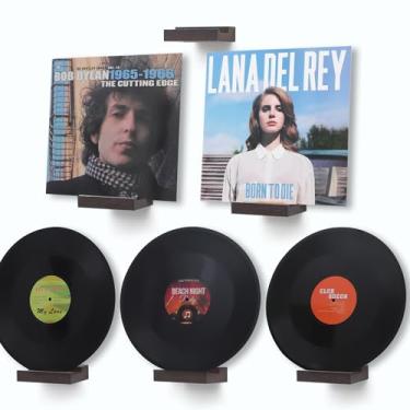 Imagem de NIUBEST Prateleira de disco de vinil de madeira, prateleira de exibição de suporte de disco de parede pequena, prateleiras de discos de vinil suporte de exibição de álbum para LP, CD, armazenamento de