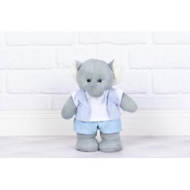 Imagem de PELUCIA ELEFANTE AMORE, SAFARI 25 CM - PARA DECORAÇÃO (xadrez de azul)