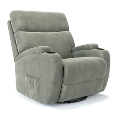 Imagem de Poltrona do Papai Reclinável Elétrica Massageadora em Suede - Modelo Imperial Damie (Verde Oliva)