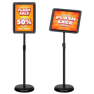 Imagem de VAIIGO Suporte de Pôster de Pedestal Ajustável de 8,5 X 11", Suporte de Suporte de Piso para Sinalização Resistente, Estrutura de Alumínio com Encaixe para Exibição de Sinalização Vertical E Horizonta