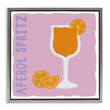Imagem de Stupell Industries Aperol Spritz Cocktail Framed Floater Canvas Wall Art Design por Natalie Carpentieri, Moldura Flutuante Cinza, 18 x 18