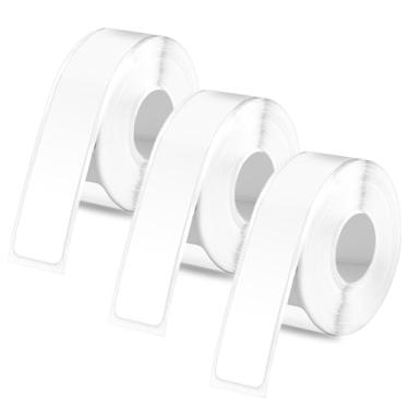 Imagem de 3 rolos de fitas de etiqueta para Phomemo D30, 15 mm x 6 m de comprimento, adesivos de papel térmico autoadesivo, fita adesiva, rolo de papel de impressão para escritório, casa, cozinha (branco)