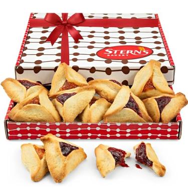 Imagem de Biscoitos amanteigados - Presente de comida gourmet, biscoitos Hamentaschen Pacote com 9 | Biscoitos de geléia de framboesa de damasco | Ideal para aniversários, boas felicidades, feriados | Biscoitos