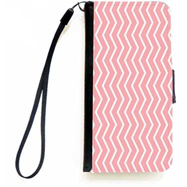 Imagem de Rikki Knight Capa carteira flip rosa claro com listras zigue-zague e aba magnética para Apple iPhone 5c