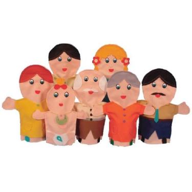 Imagem de Kit de fantoches família branca com 7 peças - simque - 444, U