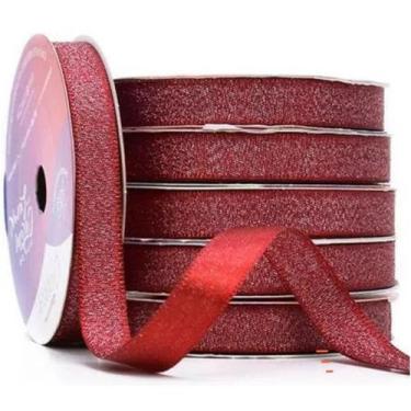 Imagem de FITA CETIM C/ LUREX - 10mm VERMELHO C/PRATA - CINDERELA - PARA LAÇOS/ 