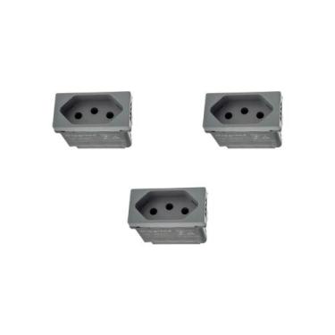 Imagem de Kit 3 Modulos Tomada 10A Cinza Borne 615038CZ+ Pial Plus+ - Legrand