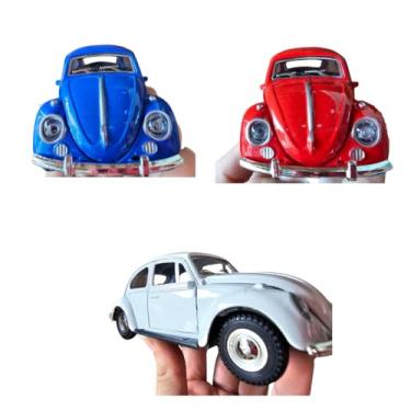 Imagem de Kit Carrinhos De Ferro Fusc Fus quinha Abre Porta lateral Fricção Miniatura Coleção (Vermelho, Azul, Branco)