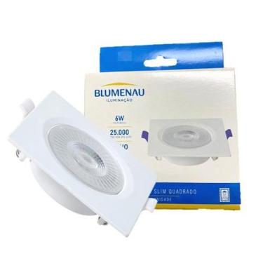 Imagem de Kit 6 Spot Led Quadrado Embutir 6w Branco Quente 3000K Amarelo - Blume
