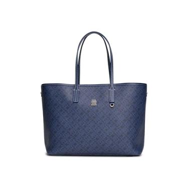 Imagem de Tommy Hilfiger Bolsa de couro monopolista com bolso com zíper, Azul espacial, One Size