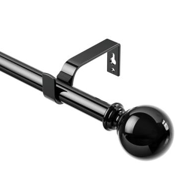 Imagem de Hastes de cortina extensíveis de 76 a 133 cm, mastro ajustável de emenda de 0,9 cm de diâmetro com remates de esfera de metal de 44 mm para cortinas de ilhós, varões de cortina para quarto, sala de