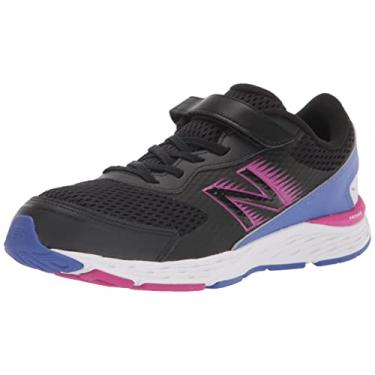 Imagem de New Balance Tênis de corrida infantil 680 V6 com velcro, Preto/Magenta Pop/Aura, 10.5 X-Wide Little Kid