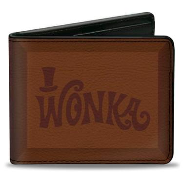 Imagem de Carteira de filmes, dobra dupla, Willy Wonka and the Chocolate Factory Wonka Chocolate Bar, couro vegano, Willy Wonka e a fábrica de chocolate, 4.0" x 3.5"
