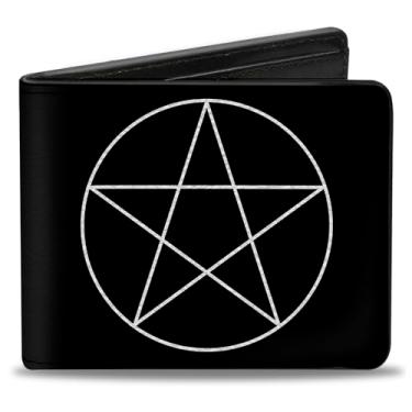Imagem de Buckle-Down Carteira masculina dobrável em poliuretano padrão - Pentagrama sobrenatural preto/branco, multicolorido, 10 x 9 cm