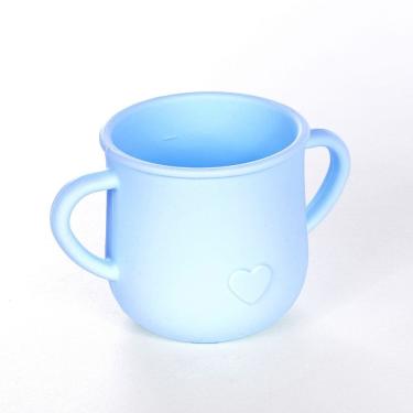 Imagem de Copo Infantil De Treinamento Com Alça Bebê Silicone 150ml Azul