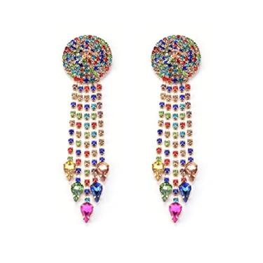 Imagem de Brincos de ponta de flecha para mulheres, brincos de borla arco-íris para mulheres, brincos de pingente de lustre colorido hipoalergênicos, brincos de franja de flecha, prata esterlina, sem pedras