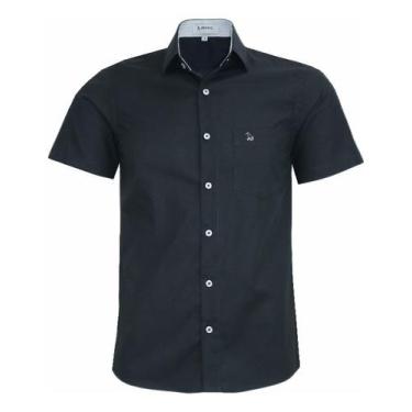 Imagem de Camisa Masculina Social Manga Curta Amil Com Bolso 1850, Preto, 1