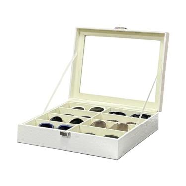 Imagem de UnionBasic Estojo organizador de óculos de sol com 8 compartimentos, para colecionador, branco Croco
