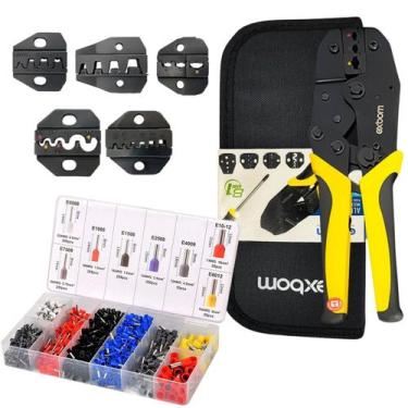 Imagem de Conjunto Alicate Terminal Crimpar C/ 1200 Ilhós Elétrica Rede Cobre Fe