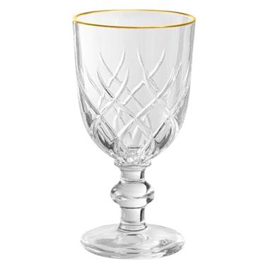 Imagem de Haüskraft -Taça de vidro para água e vinho com borda dourada Lavin 260ml 6 peças