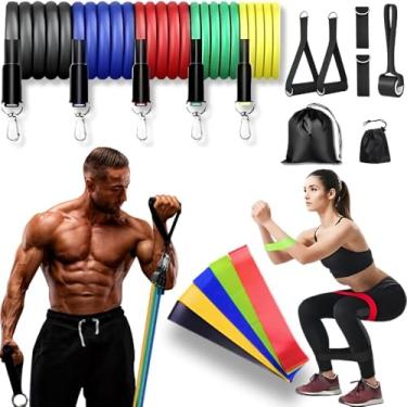Imagem de Kit 17 Peças – Elástico Extensor + Minibands para Treino Completo em Casa ou Academia | Musculação, Pilates, Yoga, Crossfit e Fisioterapia