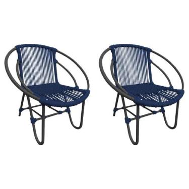 Imagem de Kit 2 Cadeiras Decorativa Julia em Corda Náutica e Base em Alumínio Pr