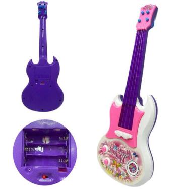 Imagem de Guitarra Infantil Music Guitar Led Som Instrumento Feminino - Tesla St