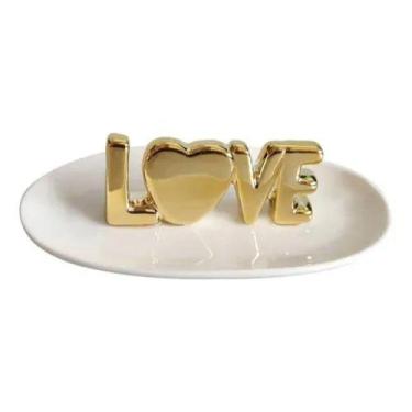 Imagem de Porta aneis love gold branco - Urban