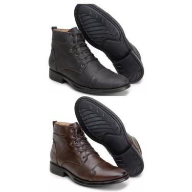 Imagem de Kit 2 Pares Bota Botina Coturno Masculino Couro 100% Legitimo - Capare