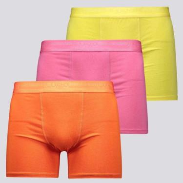 Imagem de Kit 3 Cuecas Lupo Boxer Elastic Amarela Pink e Laranja, G