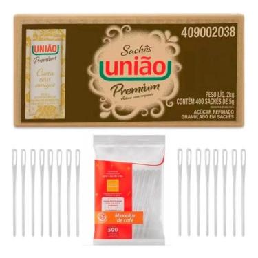 Imagem de Açucar Uniao Sache 400x5g + Mexedor De Cafe 500un - AÇUCAR SACHE