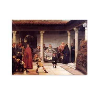 Imagem de MOBYAT Pôster The Education of the Children of Clovis por Lawrence Alma Tadema Prints, reprodução de pintura a óleo, impressão giclée em tela, arte de parede pronta para pendurar para decoração de