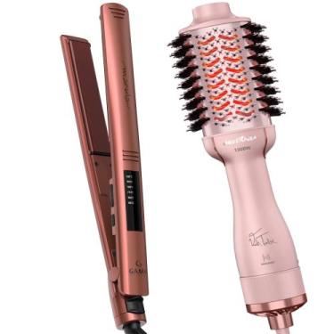 Imagem de Escova Secadora Alisadora Britania Ions 4 Em 1 1300w Tube Rose Prancha