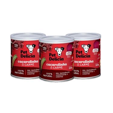 Imagem de Kit 3 Ração Úmida Pet Delícia Cães Cacarolinha de Carne