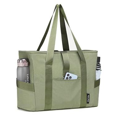 Imagem de MOYAQI Bolsa de ginástica feminina com zíper, bolsa de trabalho de enfermeira com compartimentos, bolsa feminina de ioga de praia para esportes, viagens (verde), Verde, Large