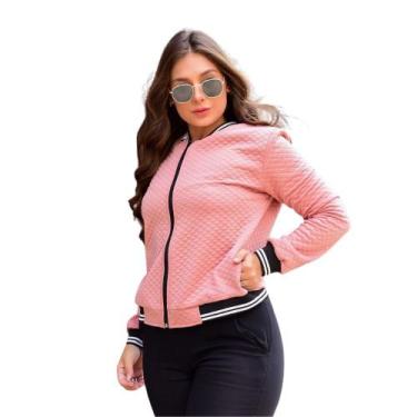 Imagem de Jaqueta Rosa Feminina Bomber Blusa de Frio com Ziper Inverno - Donna M