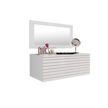 Imagem de Prateleira Suspensa Delicata Branca Com Espelho E Gavetão